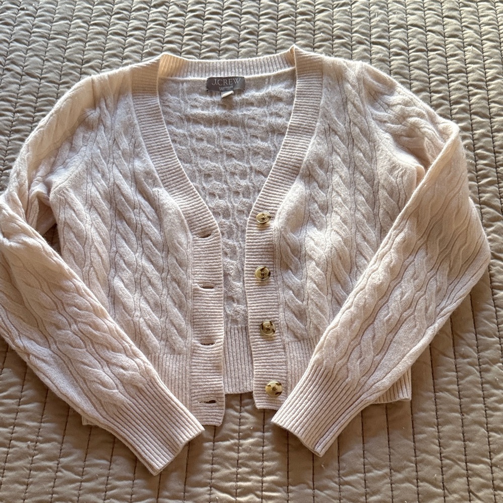 J. Crew Women's Cream Cable Knit Cardigan